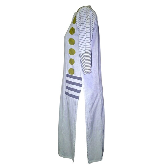Utsa Dress Womens Med Beige Geometric Artsy Art to Wear Button Front Kurta - Picture 4 of 6